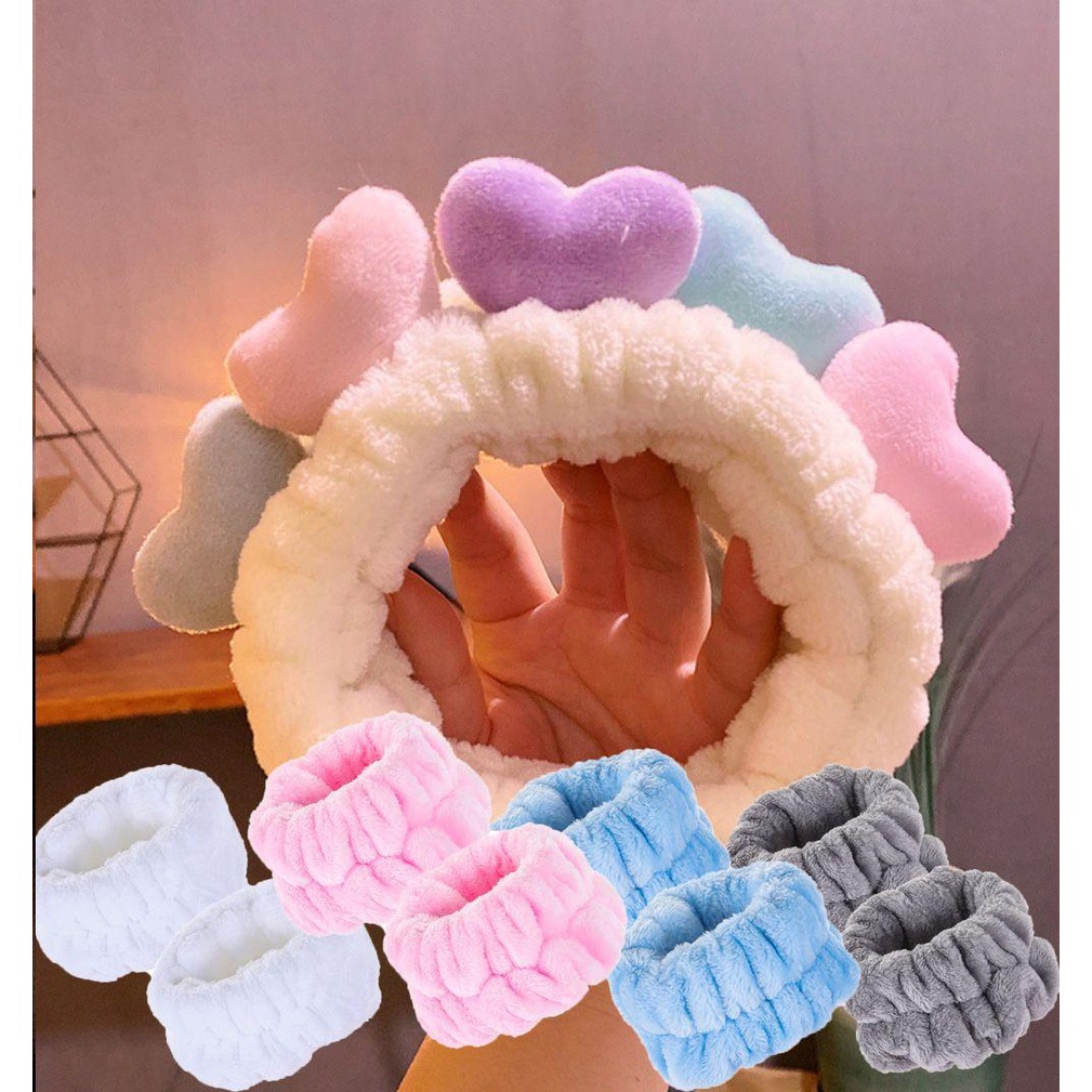 Bộ Băng Đô Đeo Cổ Tay Và Cổ Tay Dạng Lỏng Mềm Mại Ngăn Ngừa Chất Lỏng Để Rửa Mặt / Spa / Chạy Bộ / Chạy Bộ