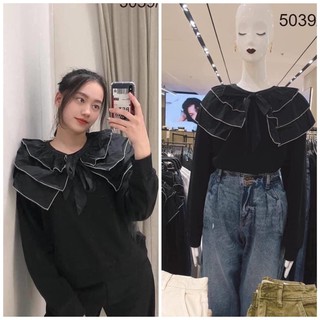 áo đen cổ nơ zara