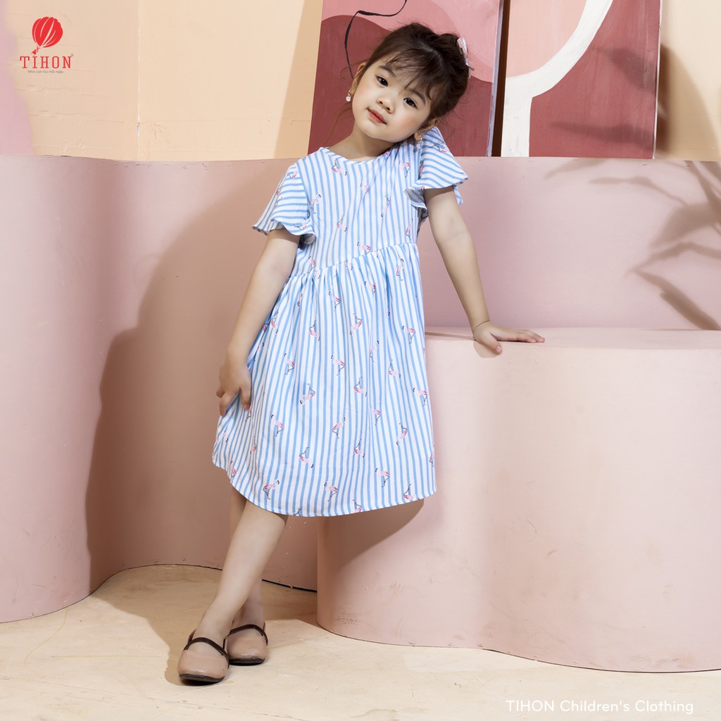 Váy Trẻ Em TIHON Đầm Kẻ Dọc Nhẹ Nhàng Thời Trang Cho Bé Gái VT02-1163X-906