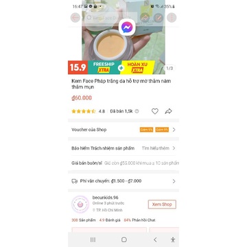 Kem face pháp trắng da hỗ trợ mờ thâm nám mụn