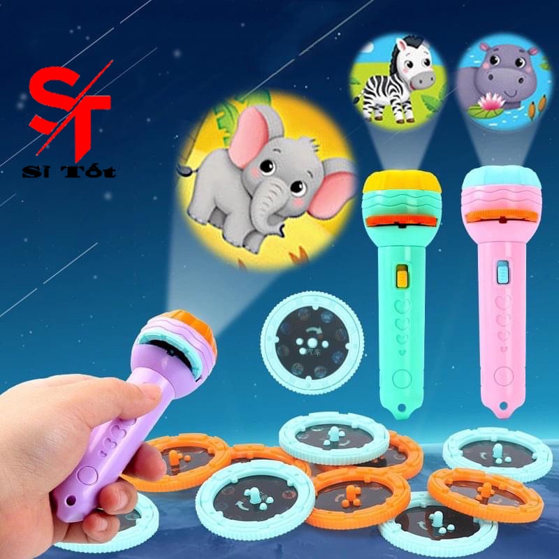 Đồ Chơi Đèn Pin Chiếu Hình Thông Minh Cho Bé Tăng Trí Tưởng Tượng Và Trí Nhớ