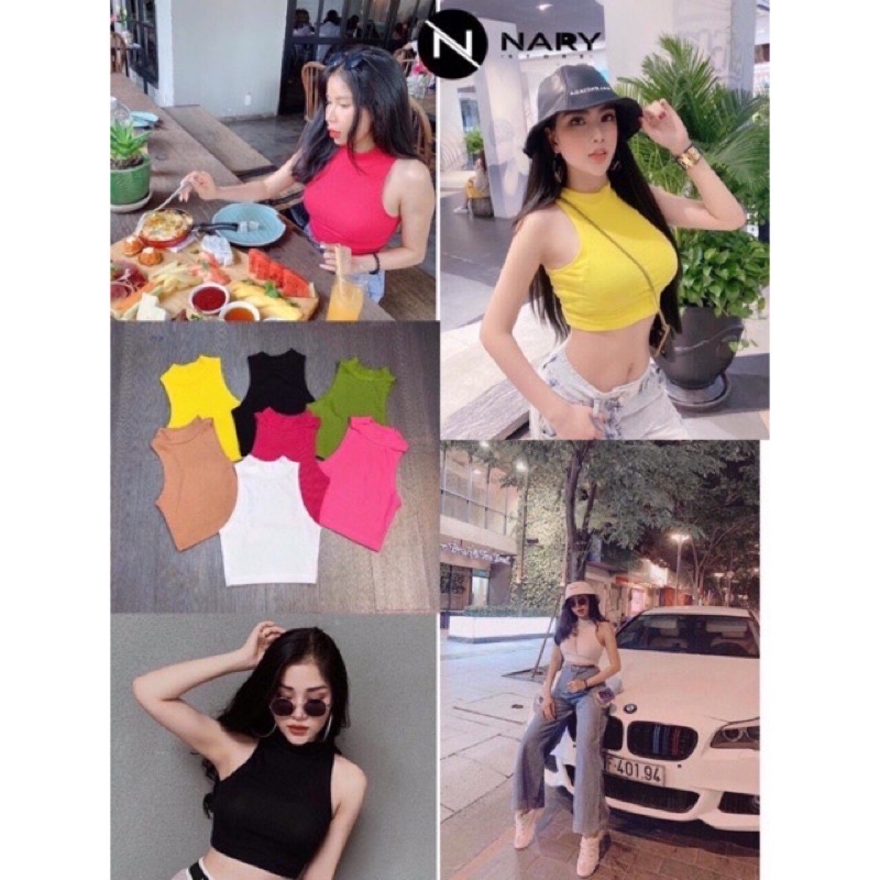 Áo ba lỗ cổ cao form croptop cho nàng cá tính ( thun borip ) - Carotshop - CRS