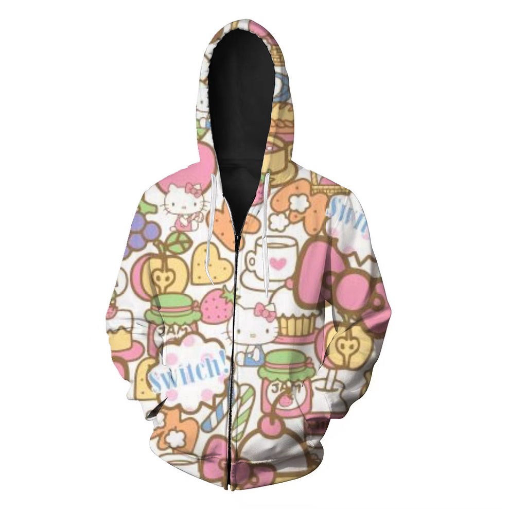 Áo Sweater Chui Đầu Tay Dài Dáng Rộng In Hoạt Hình Hello Kitty Nhiều Màu Dễ Thương Thời Trang Cho Bạn Gái Y2k