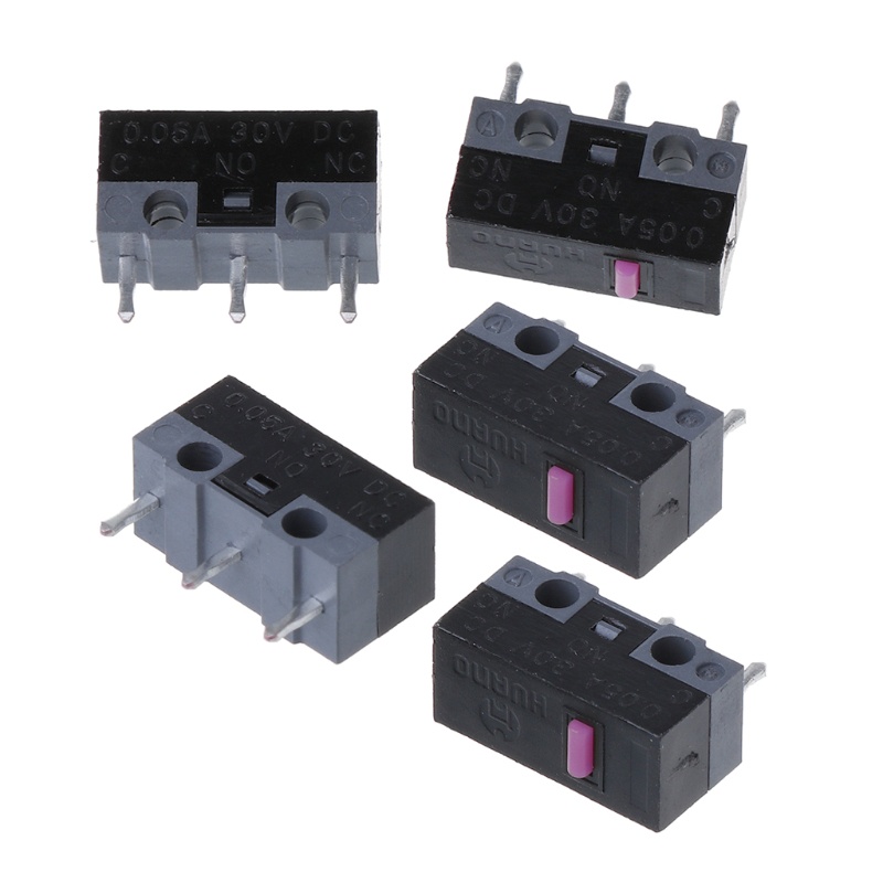 Set 5 Công Tắc Microswitch Microswitch Màu Trắng / Xanh Dương / Vàng / Hồng Chất Liệu Hợp Kim Bạc 10 Triệu Tiếp Xúc