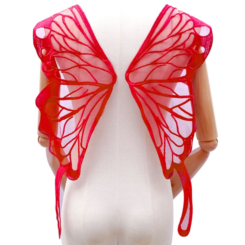 1 Cặp Miếng Vải Ren Lưới Thêu Hình Cánh Bướm Sau Lưng Dùng Trang Trí Đầm DIY
