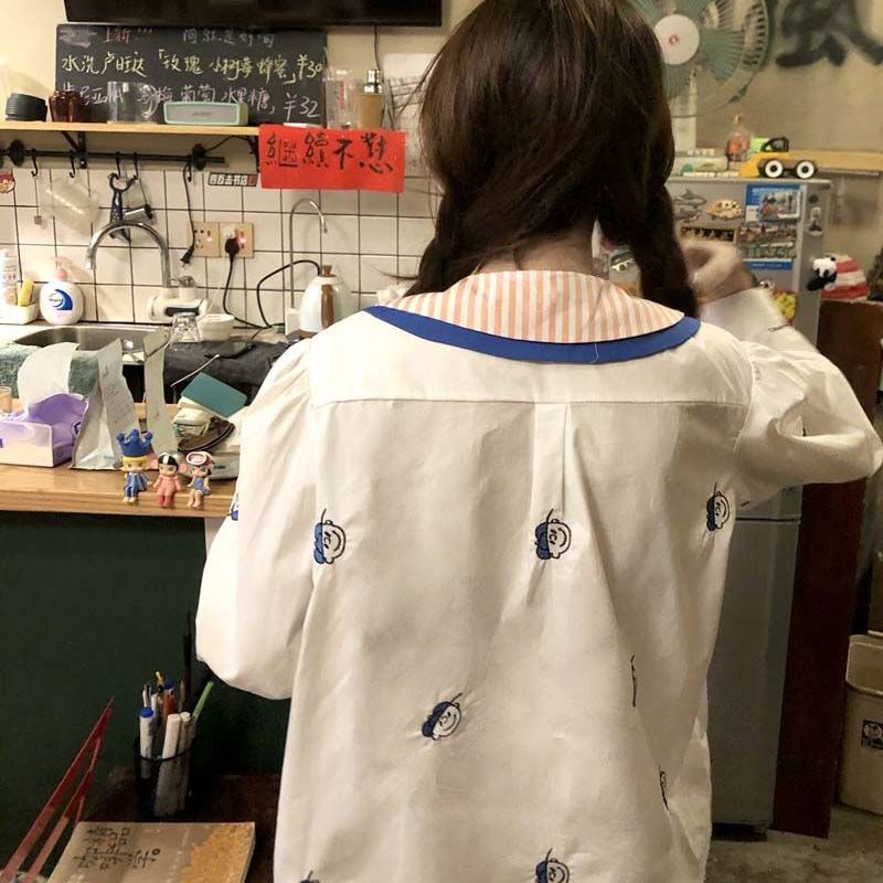 Áo Sơ Mi Tay Dài Dáng Rộng In Họa Tiết Thời Trang Cho Nữ