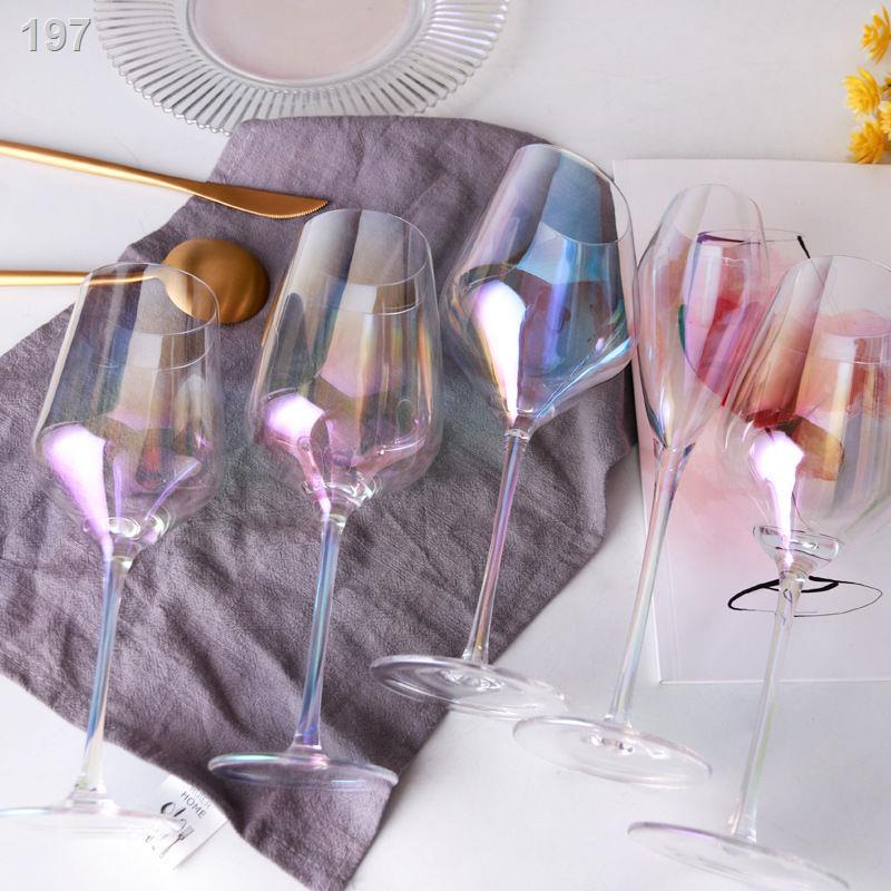 【bán chạy】Rainbow Goblet Gradient Color Symphony Champagne Wine Glass Nhật Bản Net Red Ion Plated Crystal Màu đỏ rượu va
