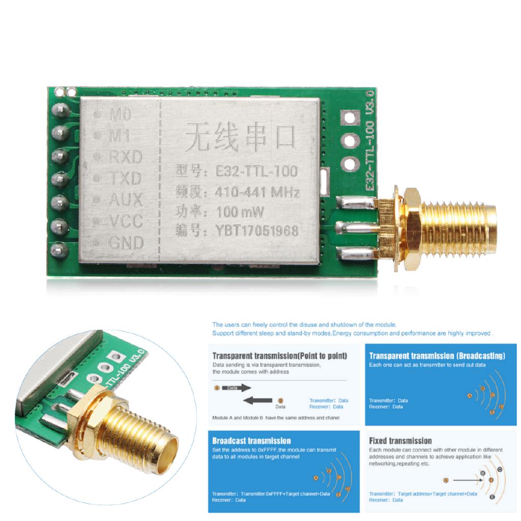 Mô đun thu phát tín hiệu không dây 433MHz e32-ttl-100 lora sx1278 / sx1276 433m RF fcc