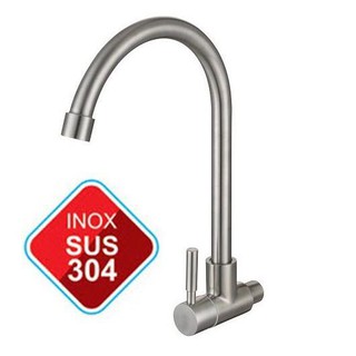 Vòi rửa chén lạnh inox 304 âm tường - vòi rửa bát - vòi bếp