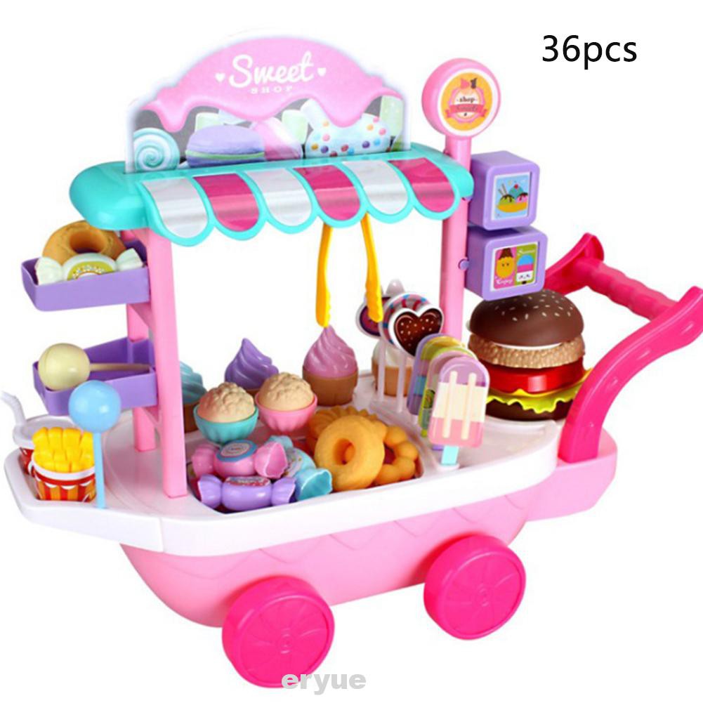 House Play Pretend Game Non Toxic Mini Simulation Children Plastic Candy Cart Toy Set