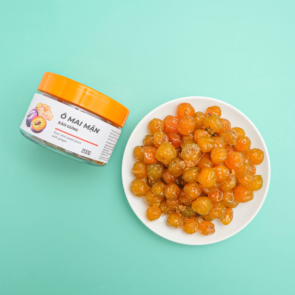 Ô mai mận xào gừng VIETGOURMET, ô mai vị chua ngọt đặc sản Hà Nội hộp 200gr, quà tặng ăn vặt