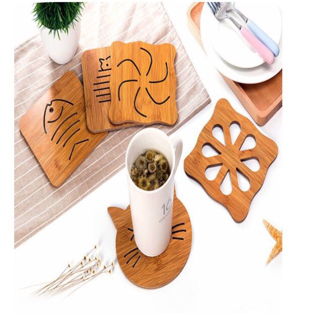 Combo 2 Lót Nồi Gỗ Hình Mèo