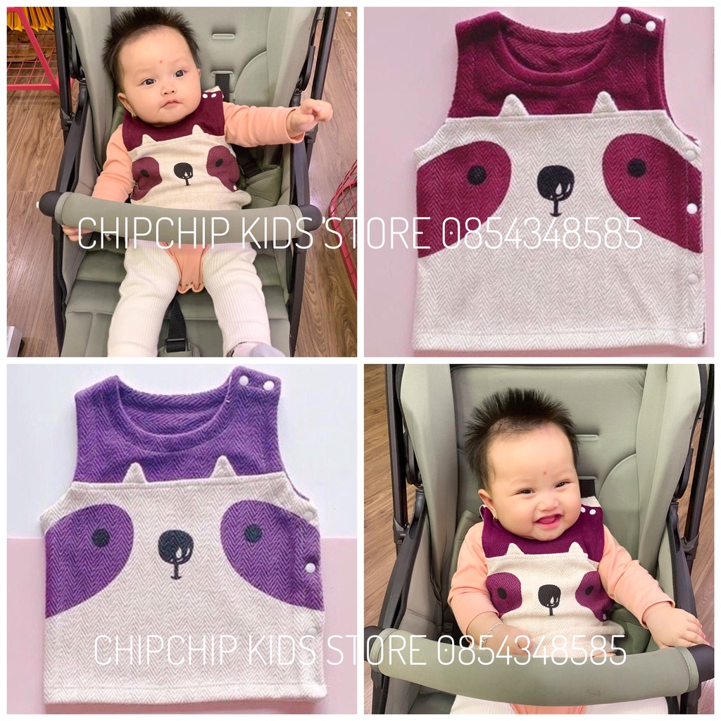 Áo gile len LITTLE LOVE họa tiết gấu mềm mịn ấm áp cho bé