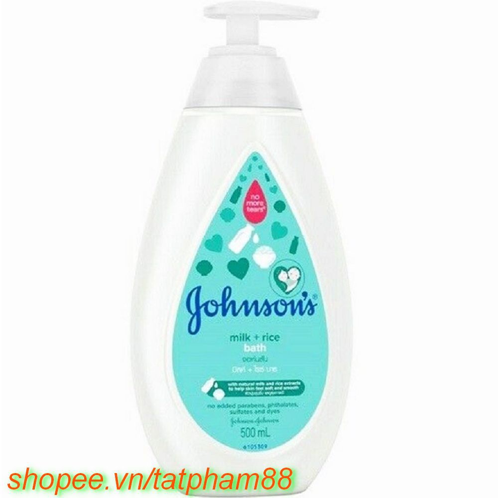 Sữa Tắm 500ml Johnsons Baby Bath Milk + Rice Chứa Sữa Và Tinh Chất Gạo 100% chính hãng