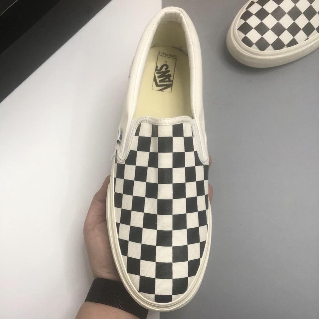 Giày Vans Slip-On Checkerbroad Vải Da Cao Cấp, Giày Lười Caro Full Size Nam Nữ (36-43)