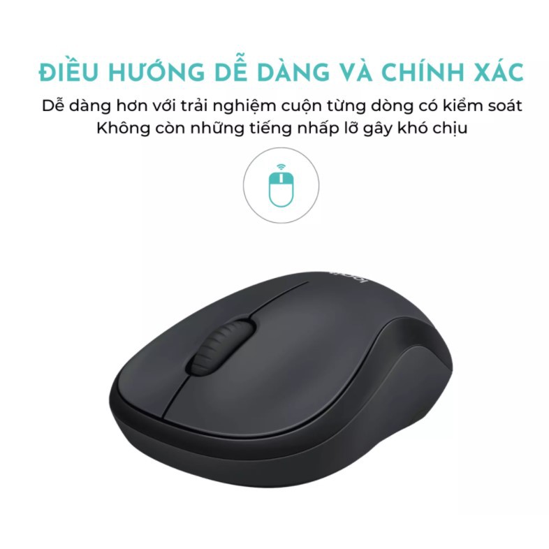 Chuột không dây logitech Silent M220 Cao Cấp Không Gây Tiếng Ồn Chuột Không Dây Di Động Kết Nối USB 10m