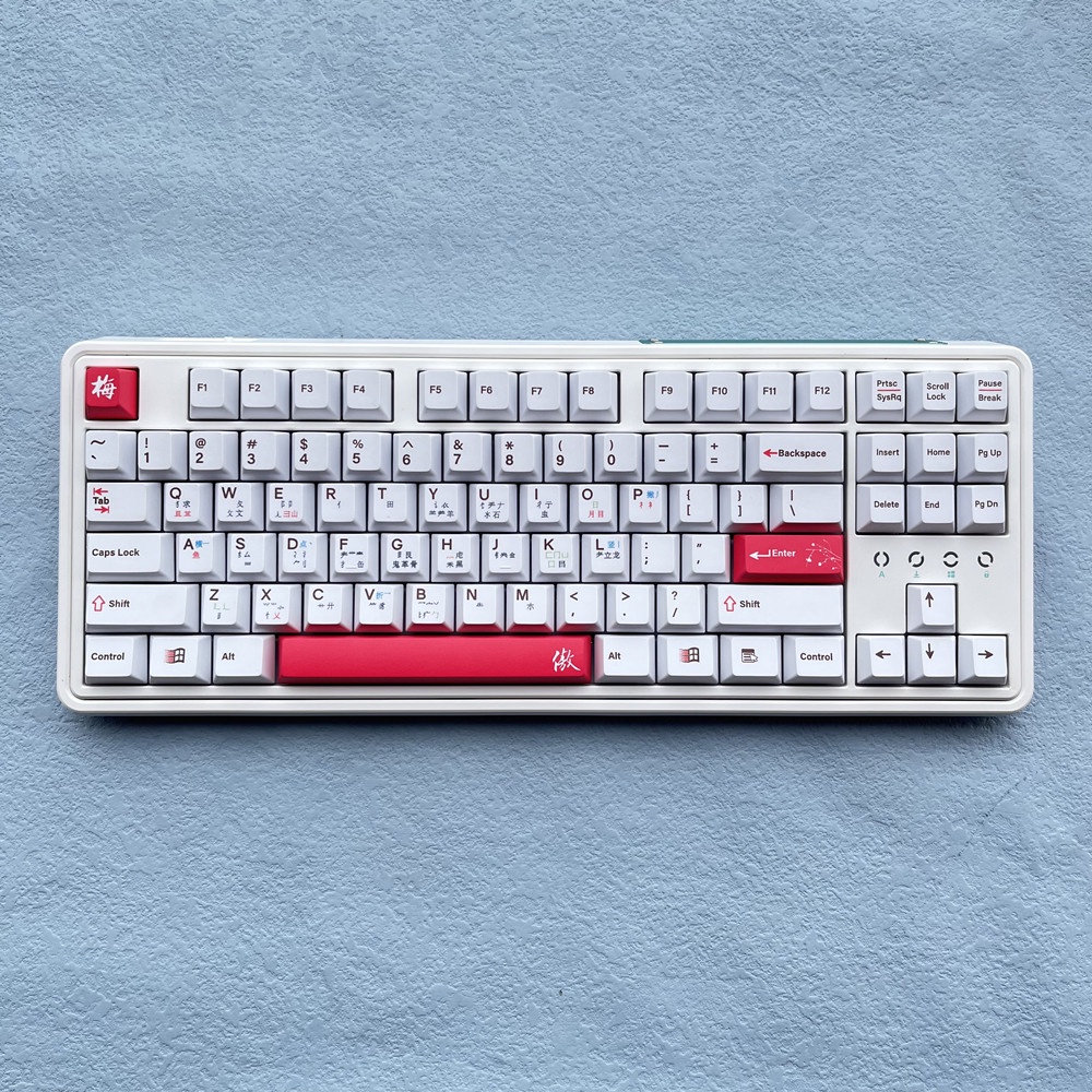 128 Phím PBT Keycaps Cherry Profile Anh đào Hoa mai Hoa lan Hoa cúc Cây thuốc nhuộm tre Phụ Bàn phím cơ học Keycap