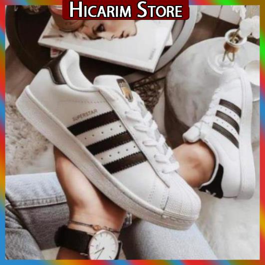 Giày thể thao mũi sò trắng 3 sọc [ FULL BOX BILL] da mềm êm chân luôn hot hit 2021