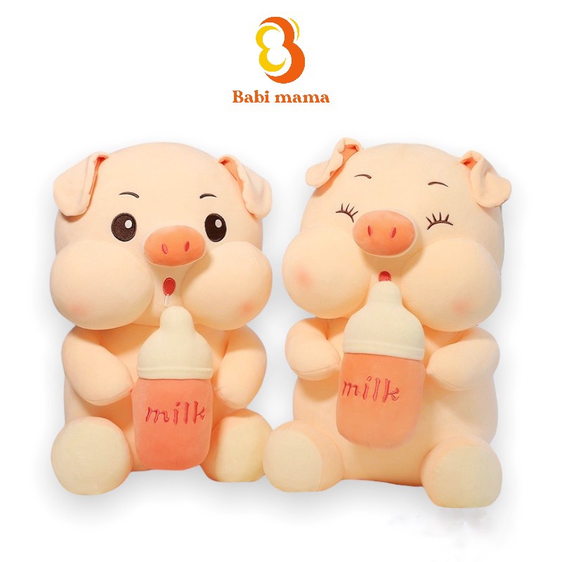 Gấu Bông Heo Ôm Bình Sữa Bú Bình Mẫu Thú Siêu Cute Hàng Cao Cấp Mềm Mịn Babi Mama G10