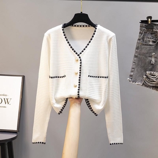 Áo Khoác Cardigan Dệt Kim Tay Dài Vải Lụa Mát Thời Trang
