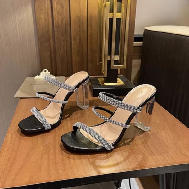 Guốc cao gót 9 phân BBG24 quai trong đính đá VIETLAVANI