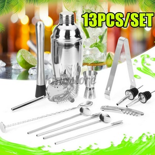 13pcs Stainless Steel Cocktail Shaker Bar Set Drink Mixer Bar Bartender Tool Kit