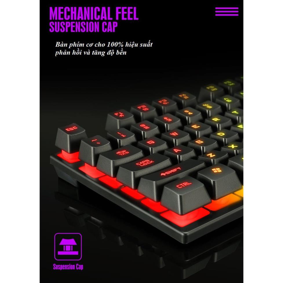 Bộ Bàn Phím chuột giả cơ Có Dây Kèm chuột TF200 chuyên game - Đèn LED 7 màu | BigBuy360 - bigbuy360.vn