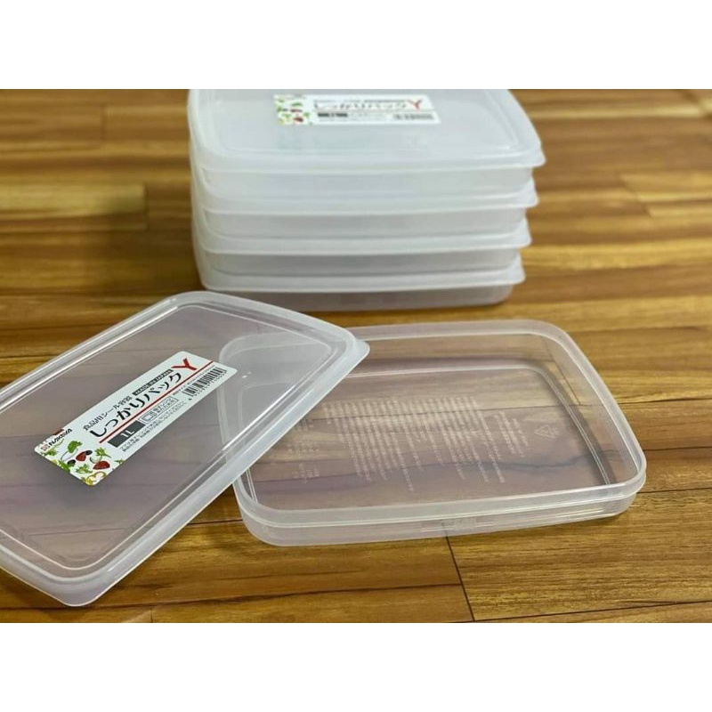 Sét 5 hộp nhựa nắp dẻo dáng dẹt 1l