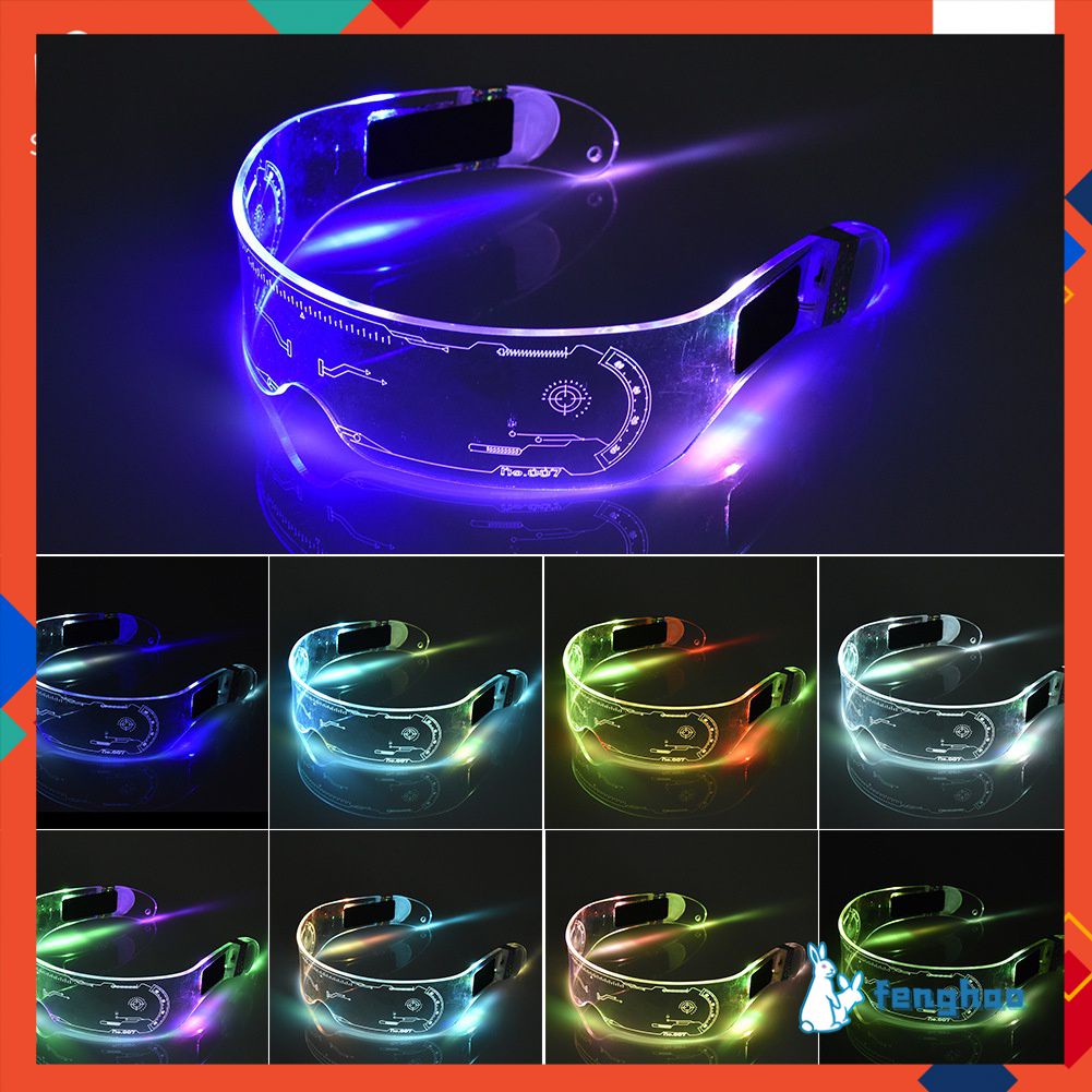 Mắt Kính Có Đèn Led Màu Sáng Trong Suốt Công Nghệ Cyber Punk Cho Tiệc Giáng Sinh / Năm Mới / Quán Bar