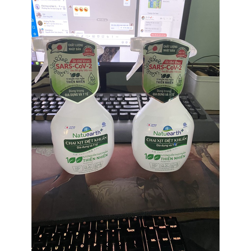 Combo 2 chai xịt diệt khuẩn Natuearth Plus 410 ml - Dùng trong gia dụng và y tế ( Ức chế Virus SARS-CoV-2 )