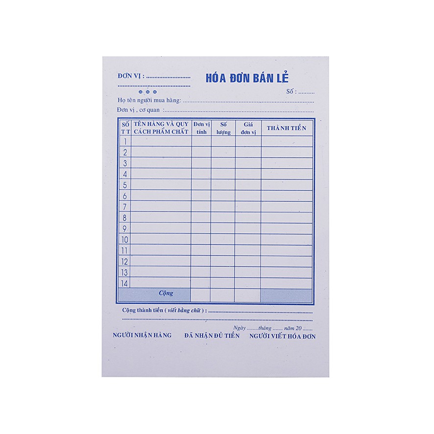 Sổ hóa đơn bán lẻ