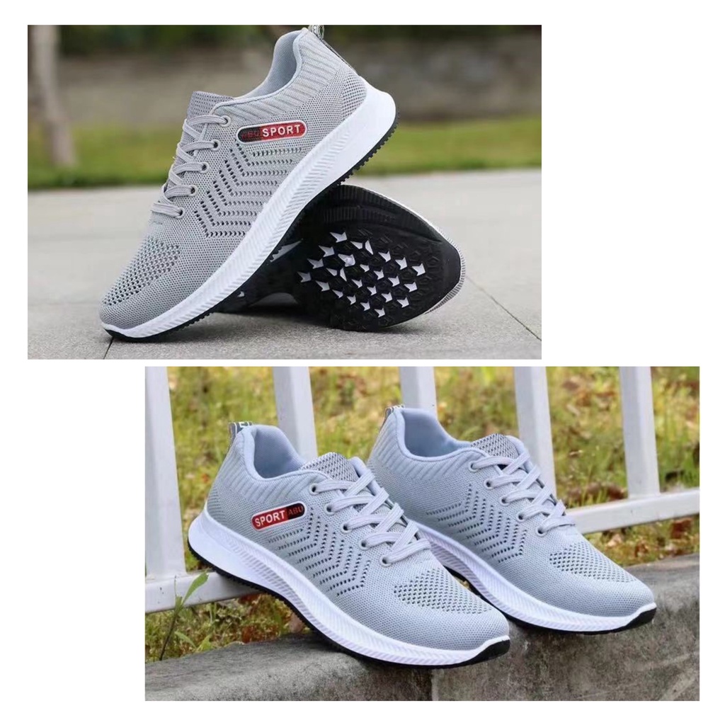 Giày Thể Thao Nam Fashion Xám KNN SPORT - Vải Thoáng Khí Đế Trơn