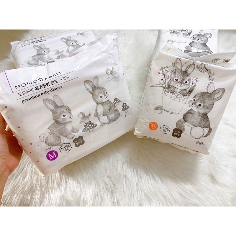 [HÀNG HÀN] Tã bỉm dạng quần Momo Rabbit S32/M30/L18/XL22/XXL18.