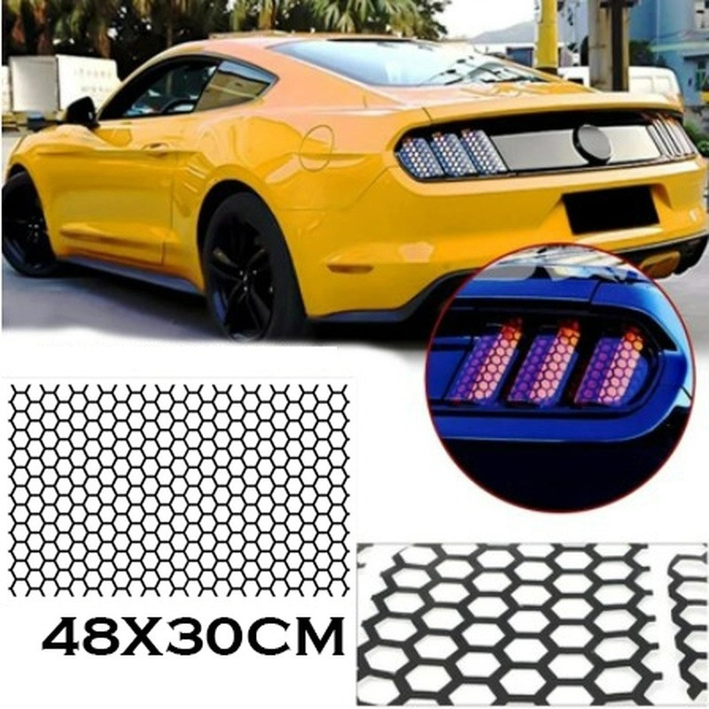 Miếng Dán Trang Trí Đèn Đuôi Xe Hơi Hình Tổ Ong 48*30cm