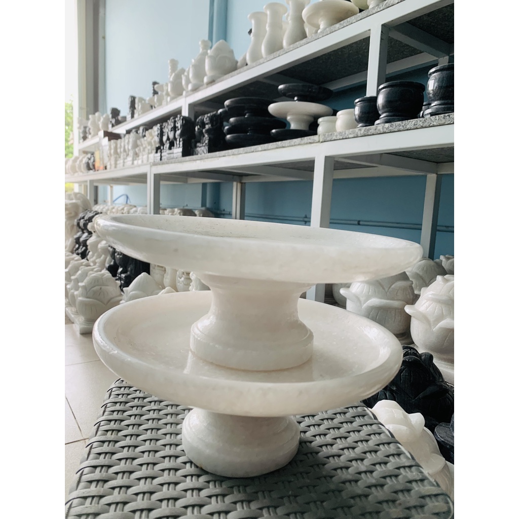 Dĩa trái cây đĩa thờ cúng đá trắng