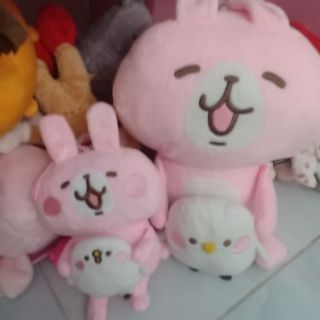 Gấu bông thỏ hồng ôm gà trắng