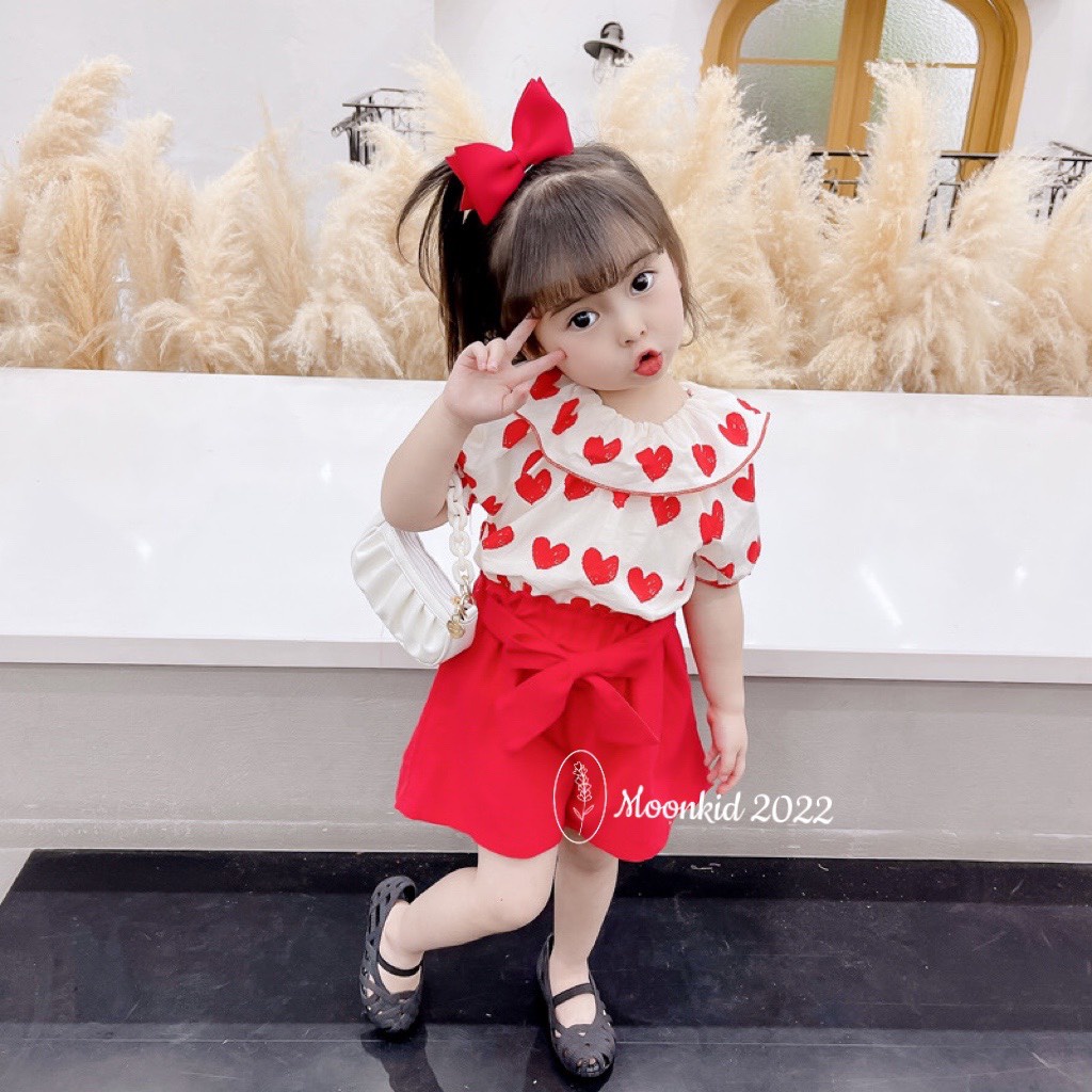 Bộ quần áo đũi lạnh bé gái nơ quần từ 8-20kg