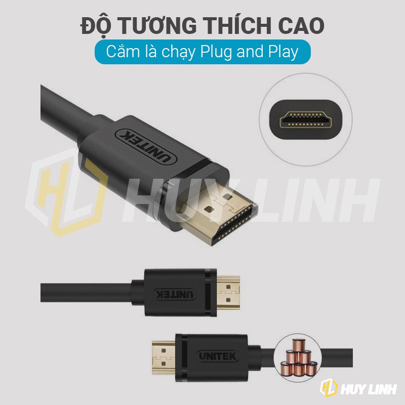 Cáp HDMI tiêu chuẩn 1.4 Uniteck - Hỗ trợ 4K Chiều dài lớn 15M 20M