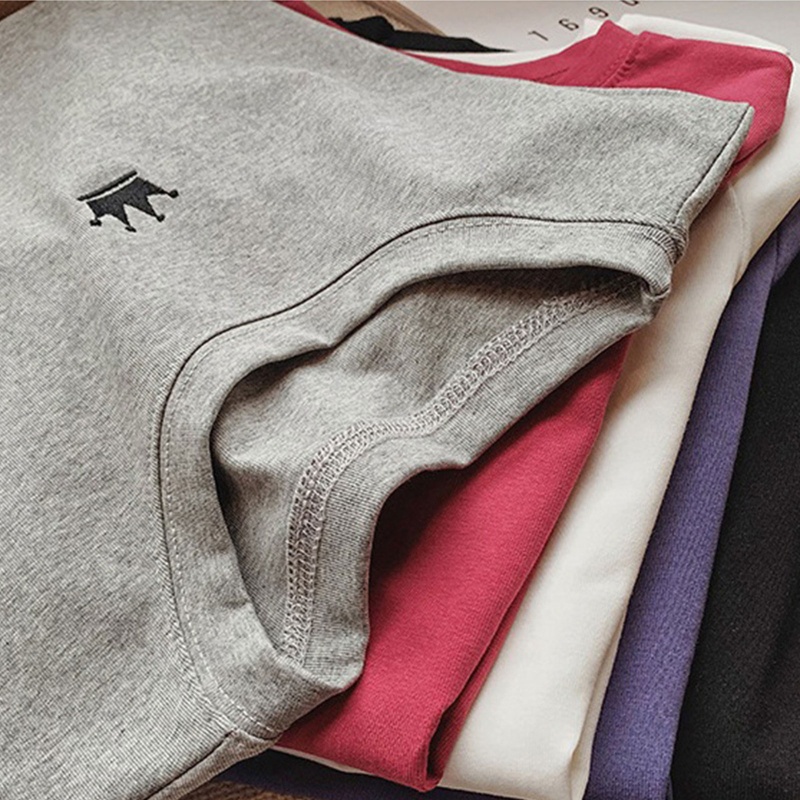 Áo Thun Crop Top Tay Ngắn Cổ Tròn Thêu Họa Tiết Vương Miện Thời Trang Mùa Hè Cho Nữ