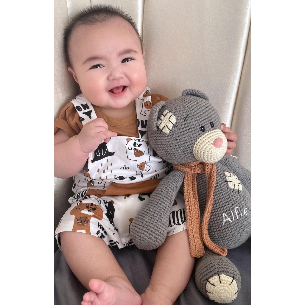 Gấu Teddy 40cm- Gấu bông len Alex House an toàn cho bé sơ sinh có thêu tên miễn phí và Tiệt trùng sản phẩm.