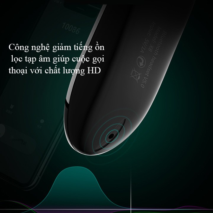 Tai nghe blutetooth nhét tai X8 không dây, chống nước, Pin 300 mAh, nghe nhạc, đàm thoại 12h-Tặng kèm tai phụ