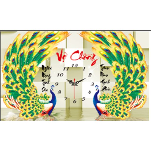 Tranh thêu đồng hồ chữ thập Vợ chồng ( chưa thêu)-X8041