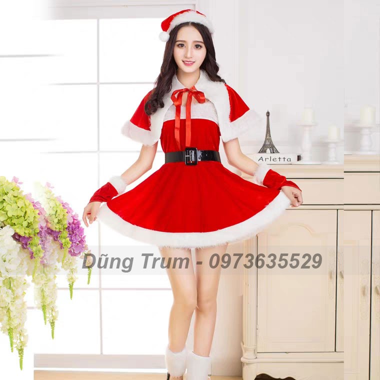 [GỢI CẢM] Bộ váy hóa trang Noel nữ, trang phục Noel cho nữ, chất liệu nhung siêu đẹp