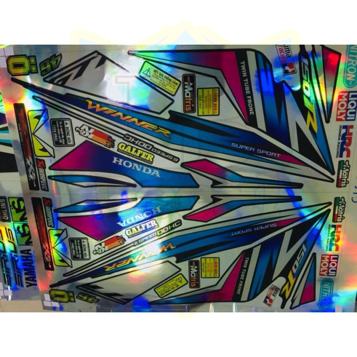 ( Quí khách vui lòng mang ra tiệm cho thợ dán ) Tem winner 150 Crom titan 7 màu