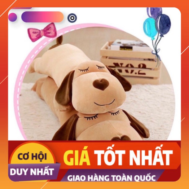 [HOT] Gấu Bông Gối Ôm Chó Mũi Tim Tai Dài Siêu To Siêu Mềm Mịn Co Dãn 4 Chiều – Gối Ôm Hình Thú Chó Bông Nằm Lười Dài Mũ