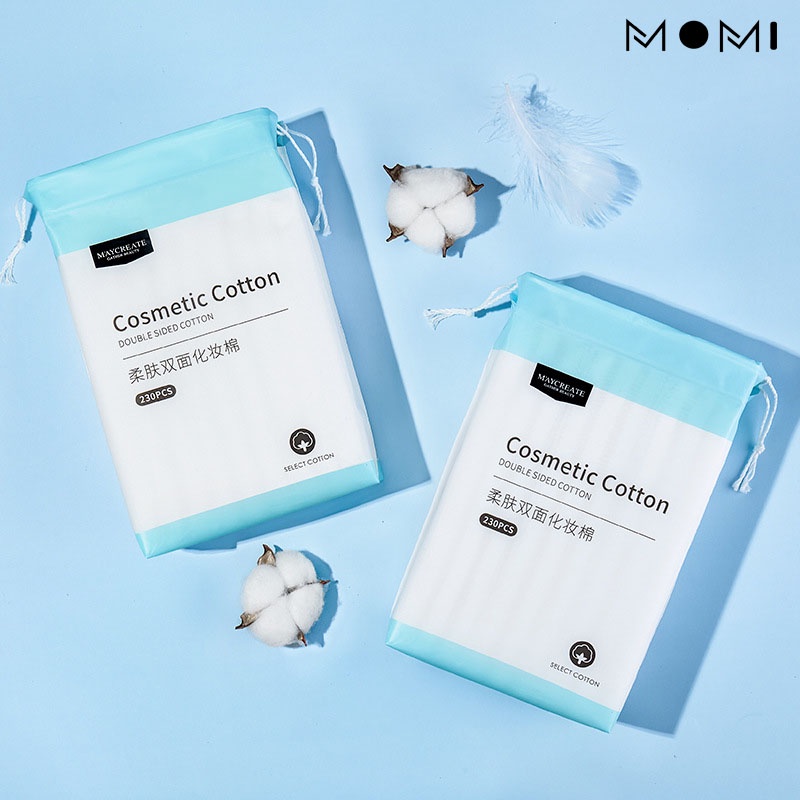Bông tẩy trang Maycreate ba lớp Cotton mềm mịn dai 230 miếng P03N
