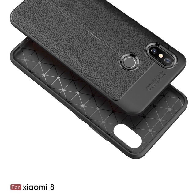 Xiaomi Mi8 Ốp dẻo vân da sần chống sốc Autofocus