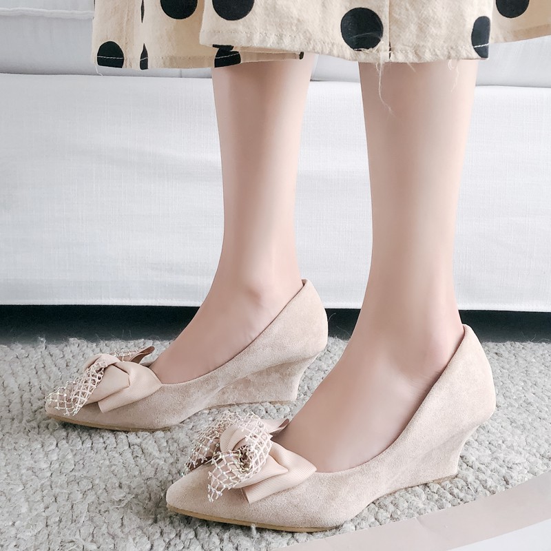 Giày công sở đế xuồng nơ đá size 33/40 cao 5cm và 8cm 130520