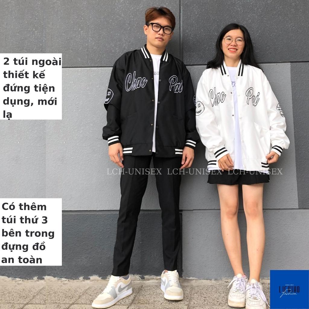 Áo khoác bóng chày nam nữ vải dù 2 lớp thêu Chaopai Bomber varsity unisex form rộng LCH
