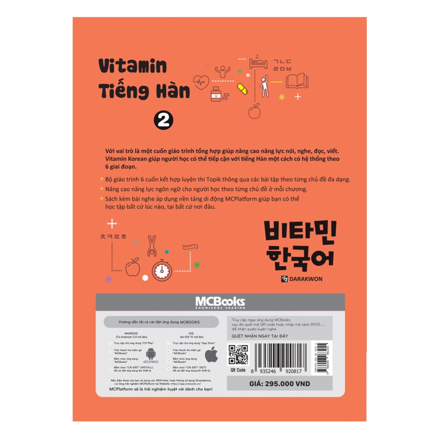 Sách - Vitamin Tiếng Hàn 2 Cho Người Mới Bắt Đầu - Học Kèm App Online